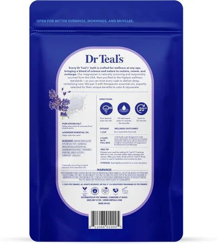 Miniatura 2 de Dr Teal's - Solución de baño de sal de Epsom, Calma y sueño, lavanda, 3 libras