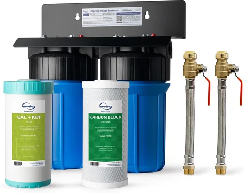 Miniatura 17 de iSpring WGB22B+AHPF12MNPT16X2 Sistema de filtro de agua de 2 etapas para toda la casa, reduce el cloro, sistema de filtración de agua de sedimentos