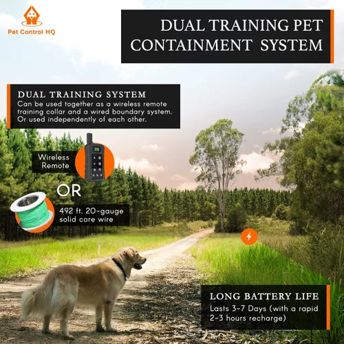 Miniatura 6 de Sistema inalámbrico para cercas para perros, entrenamiento de collar de choque eléctrico con control remoto, sistema de contención de mascotas