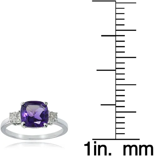 Miniatura 3 de Ice Gems Anillo de plata esterlina con amatista africana y corte cojín