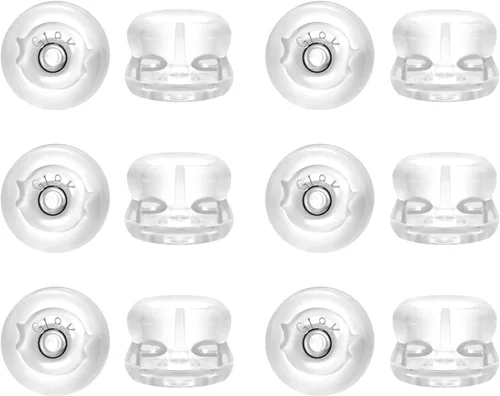 Miniatura 9 de Pendiente trasero para orejas caídas, pendientes de silicona de oro de 18 quilates para aretes pesados, soporte de goma plana para aretes de soporte