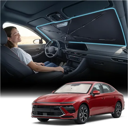 Miniatura 42 de Nmoiss [Escudo térmico con revestimiento de vinilo] Parasol para parabrisas personalizado para Mazda 3, protege el automóvil de los rayos solares