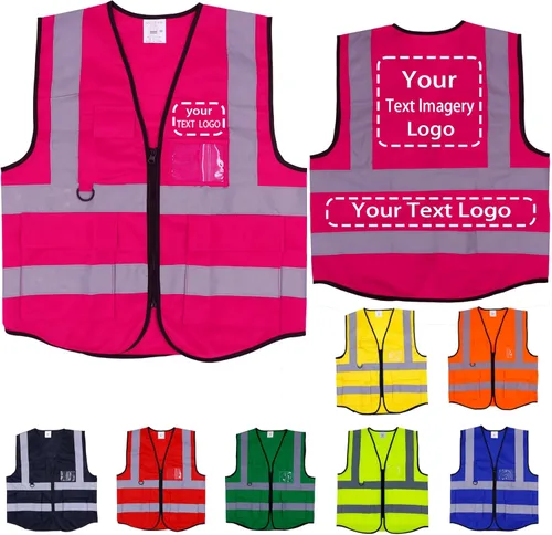 Miniatura 11 de Chaleco de seguridad personalizado para hombres con bolsillos, chaleco de construcción, chaleco reflectante Hi Vis, chaleco de trabajo, chaleco