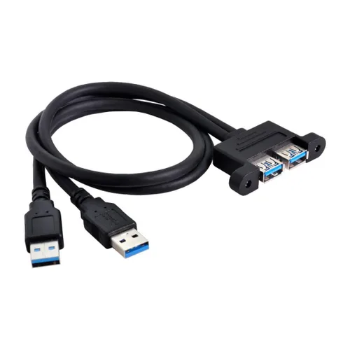 Miniatura 4 de chenyang USB 3.0 Cabezal de panel frontal 2 macho a 2 USB 3.0 hembra Panel Cable de extensión 0.5M con orificios de montaje en panel