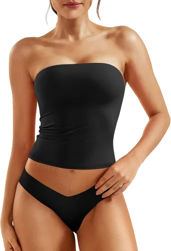 YEOREO Sophie - Camiseta de tubo larga sexy para mujer, con doble forro, básica, Y2K, para verano, sin tirantes, ajustada, para salir