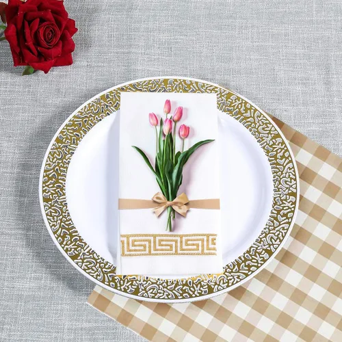 Miniatura 5 de Vplus Paquete de 200 toallas desechables para baño, servilletas decorativas de baño, servilletas desechables suaves y absorbentes, como para cocina