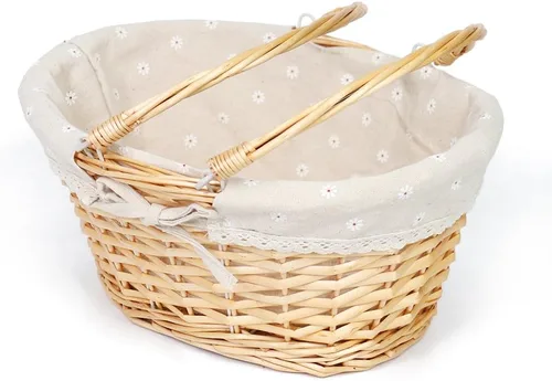 Miniatura 8 de Cestas de regalo de mimbre vacías Cesta de picnic tejida ovalada de sauce Cesta de dulces de Pascua Cesta de vino con asa Cesta de huevos Reunión