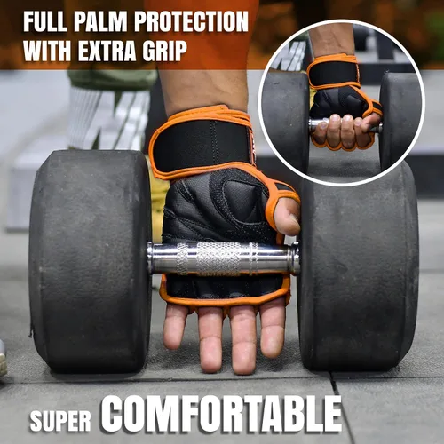 Miniatura 3 de ESTREMO Guantes de entrenamiento para hombres y mujeres, guantes de gimnasio para levantamiento de pesas para hombres con excelente agarre y soporte