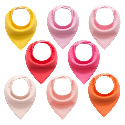 Miniatura 14 de Baberos bandana para bebé, paquete de 10 baberos para bebés, niños, niñas, unisex, 100% algodón, baberos suaves y absorbentes (rosa y amarillo)
