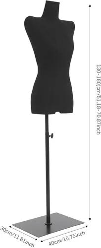 Miniatura 2 de Maniquí femenino con forma de torso, 51.18-70.87 pulgadas, maniquí de costura ajustable en altura con soporte de metal, cuerpo de maniquí