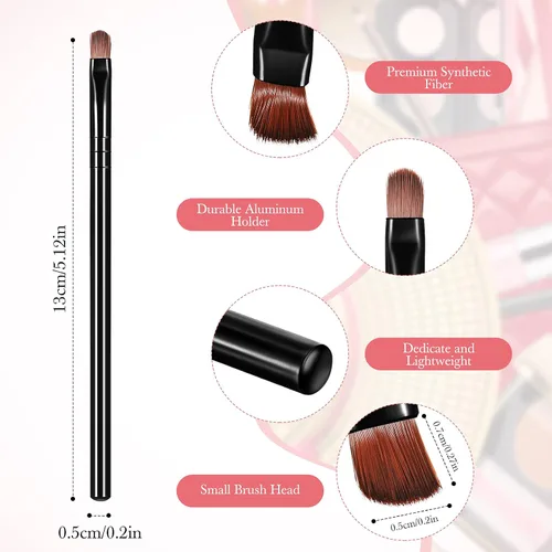 Miniatura 2 de Patelai 48 brochas de maquillaje planas, pinceles para corrector de labios planos, pequeños cepillos portátiles para cejas, corrector de cejas Negro