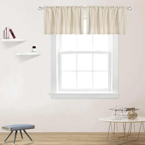 Miniatura 25 de DECOVSUN Cenefas Aqua para ventanas de cocina, con bolsillo para barra, opacas, con aislamiento térmico, 1 panel de 42 x 18 pulgadas