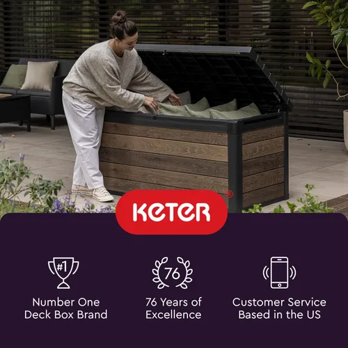 Miniatura 9 de Keter Kentwood - Caja de resina de 92 galones, organización y almacenamiento para muebles de patio, cojines de exterior, almohadas, herramientas