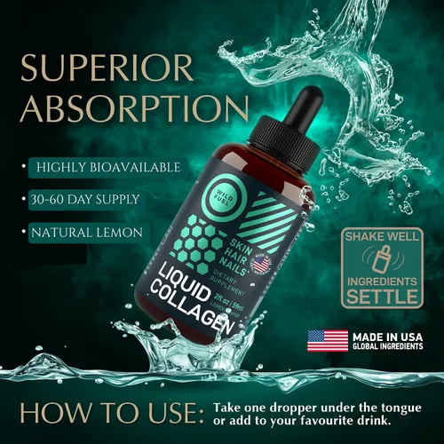 Miniatura 3 de Colágeno líquido para mujeres y hombres, 30,000 mcg de péptidos de colágeno hidrolizados líquidos con vitaminas de biotina para cabello, piel, uñas