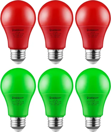Miniatura 11 de Bombilla roja y verde, bombilla LED de color de 9 W (equivalente a 60 W), base E26, bombillas rojas de Navidad para camino, porche, Halloween