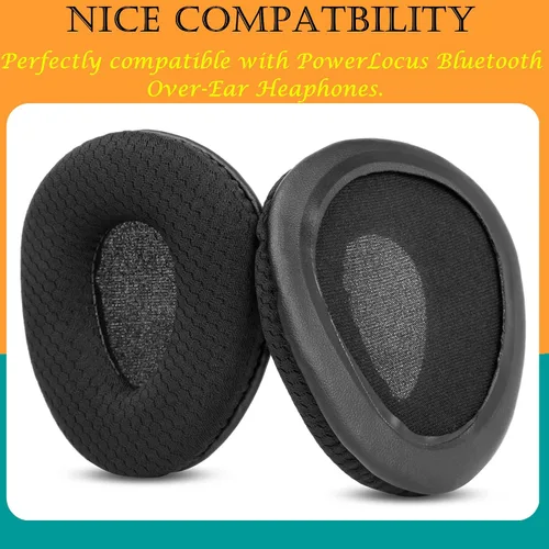 Miniatura 3 de Almohadillas de repuesto de espuma viscoelástica compatibles con PowerLocus Bluetooth Heaphone Tela, color negro