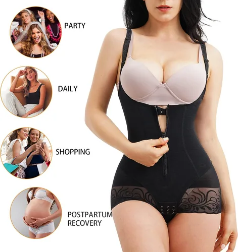 Miniatura 6 de Nebility Body de entrenamiento de cintura para mujer con doble control de abdomen faja moldeadora de cuerpo completo transpirable y suave corsé