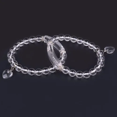 Miniatura 2 de Justinstones - Brazalete unisex con cuentas de gemas semipreciosas con dije de corazón, elástico