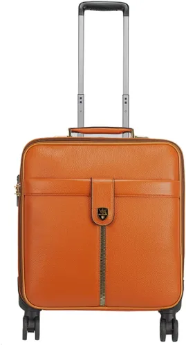 Miniatura 4 de Leathario Maleta con ruedas de cuero para laptop, maletín con ruedas, Naranja