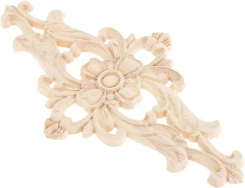 Miniatura 9 de MUXSAM Apliques de madera tallados para muebles, 1 calcomanía sin pintar para puerta, pared, techo, armario, tocador, espejo, cama, mantel, banco