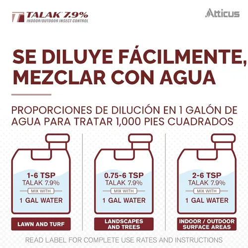 Miniatura 6 de Atticus Talak 7.9% Control de insectos para interiores y exteriores, concentrado de bifentrina (32 onzas)