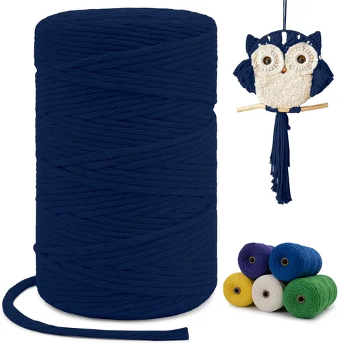 Miniatura 25 de Cuerda de macramé de una sola hebra de 0.197 in x 110 yardas, cuerda de macramé de algodón natural de 0.197 in, cuerda de algodón grueso para colgar