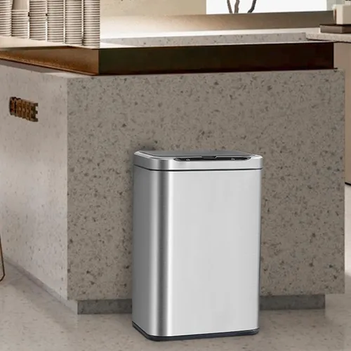Miniatura 4 de ELPHECO Basurero de acero inoxidable para oficina, con sensor de movimiento, sin contacto, cubo de basura inteligente automático para cocina, Plata