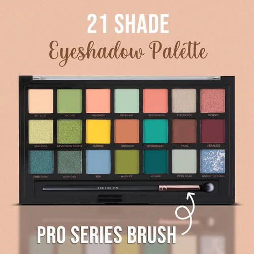 Miniatura 4 de Profusion Cosmetics Paleta de sombras de ojos de 21 tonos con pincel, mate mezclable, brillante y tonos metálicos en tonos neutros llamativos