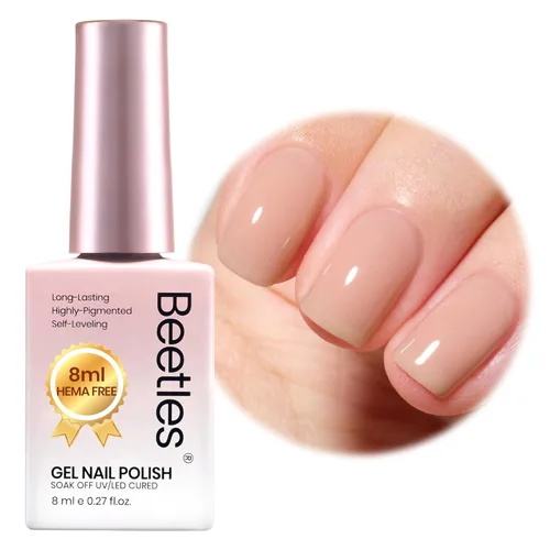 Miniatura 55 de Beetles - Esmalte de uñas de gel ultravioleta semipermanente sin HEMA de alto brillo para manicura francesa y arte de uñas, frasco a juego, blanco
