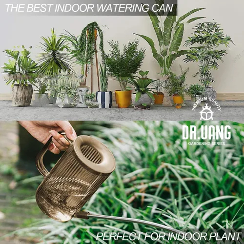 Miniatura 7 de Regadera pequeña para plantas de interior con boquilla larga (1L, marrón ámbar)