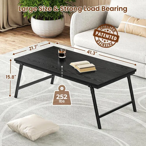 Miniatura 2 de ALLSTAND Mesa auxiliar plegable para espacios pequeños, pestillos para las piernas, mesa de centro plegable portátil, resistente, sin montaje, mesas