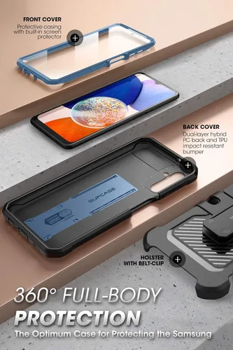 Miniatura 4 de SUPCASE Funda para Samsung Galaxy A14 5G con protector de pantalla (Unicorn Beetle Pro), [soporte integrado y clip para cinturón] Funda protectora