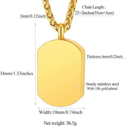 Miniatura 113 de FindChic Collares personalizados con urna para cenizas, barra vertical, gato, luna, reloj de arena, garra de perro, acero inoxidable, chapado en oro