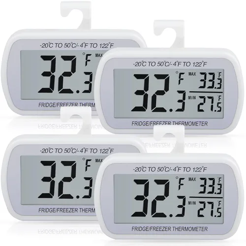 AEVETE - Termómetro digital impermeable para frigorífico con pantalla LCD grande, termómetro con parte trasera magnética, sin volantes y fácil de
