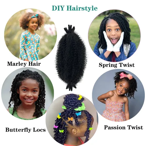 Miniatura 2 de Extensiones de cabello trenzado con resorte Marley Twist de 8 pulgadas, paquete de 8 para niños, cabello rizado y trenzado kinky, locs suaves