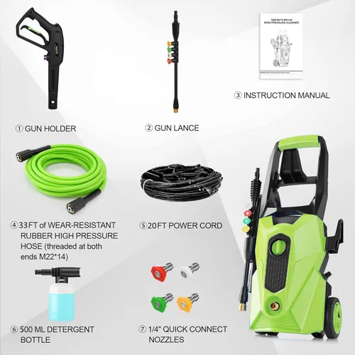 Miniatura 6 de 2025 Nuevo Limpiador a Presión 5000PSI, Limpiador de Potencia con Manguera de Extensión Resistente de 10m y 4 Boquillas, Compatible con Limpiadores
