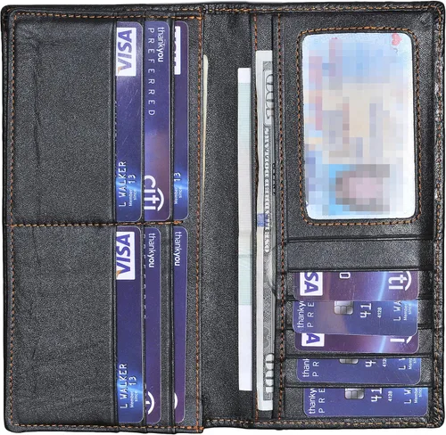 Miniatura 6 de Cartera larga de cuero genuino para mujer