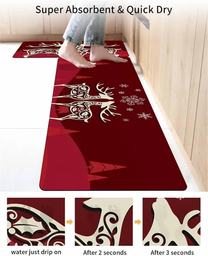 Miniatura 4 de Tapete de baño de Navidad para bañera, antideslizante, de secado rápido y absorbente, tierra de diatomeas, fregadero, dormitorio, cocina, lavable