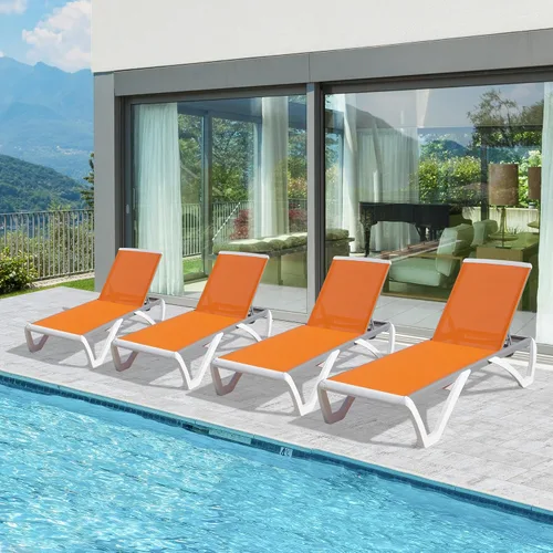 Miniatura 16 de Domi - Tumbona para exteriores, sillón ajustable de aluminio para patio, silla de piscina de plástico para terraza, césped, patio trasero