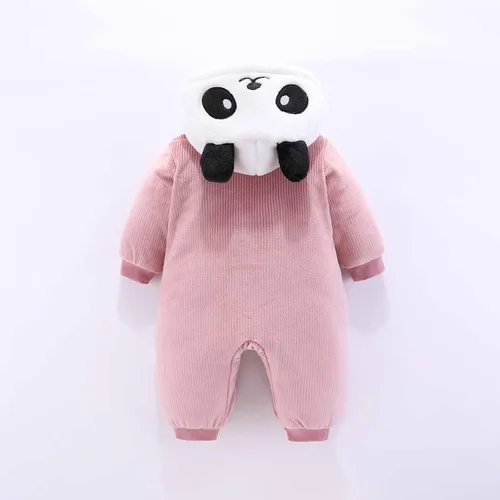 Miniatura 4 de Mameluco unisex con capucha para bebé recién nacido, diseño de panda de dibujos animados, para invierno, Navidad, cálido, con capucha