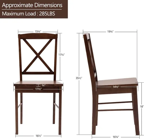 Miniatura 3 de DUHOME Juego de 2 sillas de comedor de madera con respaldo cruzado, sillas de cocina, sillas laterales de nogal