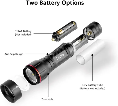 Miniatura 3 de Lepro Linterna LED con clip, linterna LE2050 de alto lúmenes, 5 modos de iluminación, zoomable, impermeable, linternas ligeras para emergencias