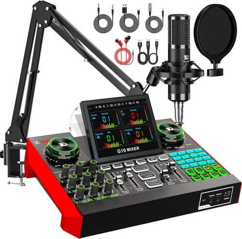 Paquete de equipo de podcast con micrófono de condensador de 3.5 mm para transmisión en vivo, canto y juegos en PC/teléfono, paquete de micrófono de