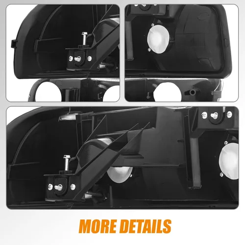 Miniatura 5 de Ensamble de faros Cxdar Compatible con 99-07 GMC SIERRA 1500 2500 1500HD 2500HD 3500HD/ 1999-2006 YUKON 1500 2500/2001 SIERRA C3, Carcasa negra 4