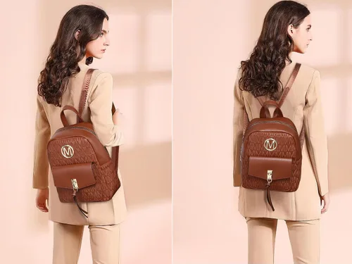 Miniatura 2 de MKP - Mochila pequeña para mujer, bolso de hombro con borla y dije, Café (Light Coffee), Mochilas Daypack