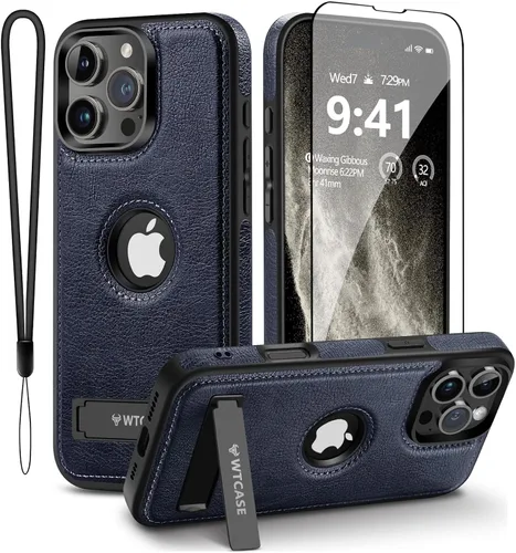 Miniatura 22 de WTCASE Funda magnética de piel para iPhone 14 Pro Max, soporte invisible integrado [compatible con Magsafe] protector delgado compatible con iPhone