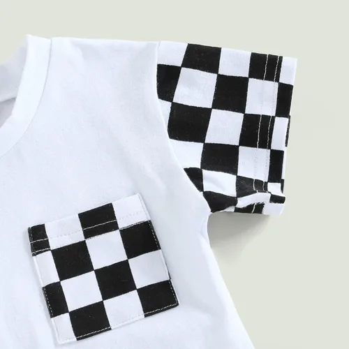 Miniatura 5 de AEEMCEM Conjunto de 2 piezas de camiseta de manga corta para bebé niño y niña, ropa de verano a cuadros