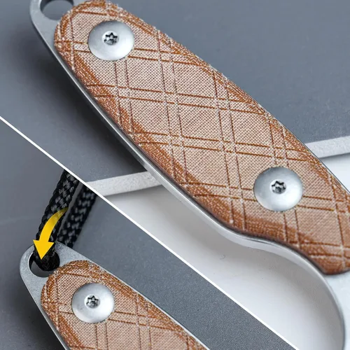 Miniatura 9 de Kizer Muskrat Cuchillo de hoja fija, 3.15 pulgadas 154CM cuchillo de cuello con patrón de rombos mango de micarta de hoja fija EDC cuchillos