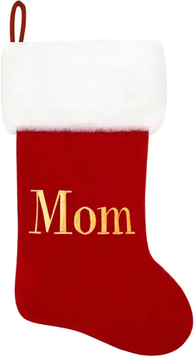 Miniatura 154 de Calcetines de Navidad bordados de 20 pulgadas con monograma, terciopelo negro con puño de felpa blanca supersuave, adornos clásicos para decoración
