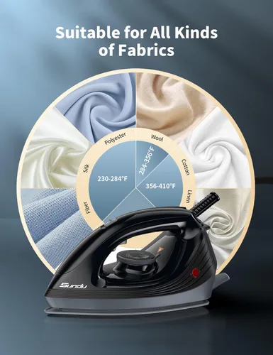 Miniatura 5 de Plancha de vapor para ropa, apagado automático de 3 vías, suela recubierta de cerámica con vapor de ráfaga, antigoteo y anticalco, autolimpieza